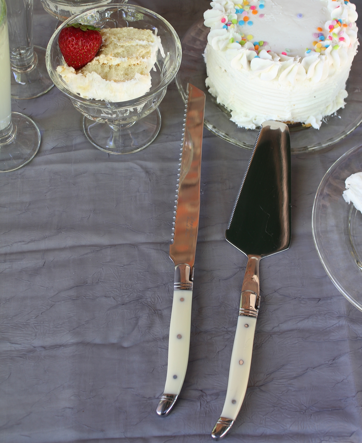 French Home Laguiole FauxConoisseur Cake Slicer and Server Set, 2 Piece. - Ivory