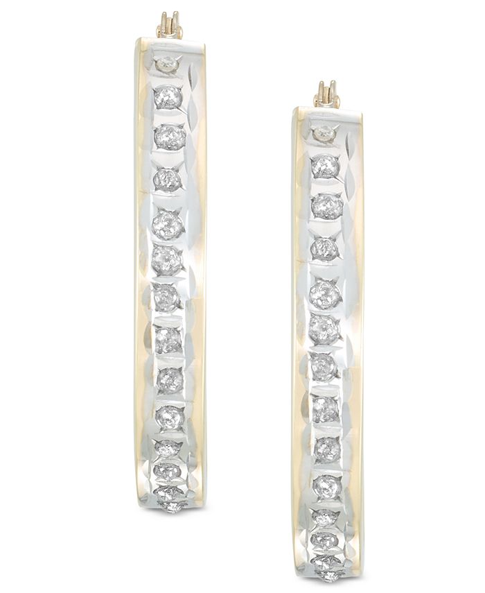 Diamond accent hoop discount earrings