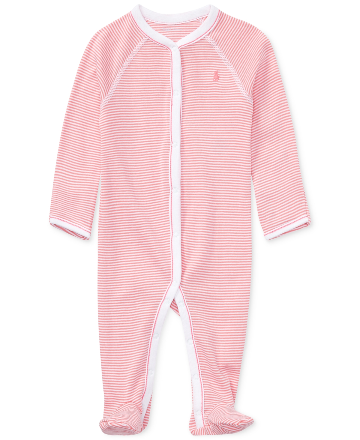 Polo Ralph Lauren Baby Girls Striped Cotton Coverall In Paisley Pink