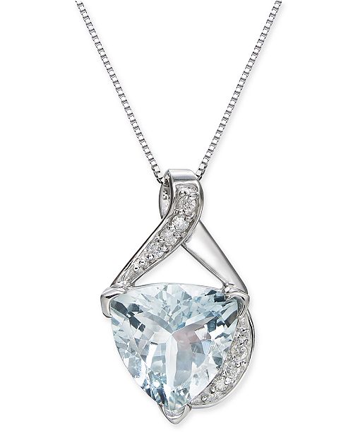 Macy S Aquamarine 2 9 10 Ct T W Diamond Accent 18 Pendant Necklace In 14k White Gold Reviews Necklaces Jewelry Watches Macy S