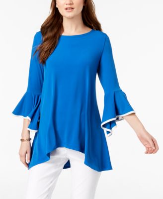 Alfani Bell-Sleeve Handkerchief-Hem Top, Created For Macy's - Macy's