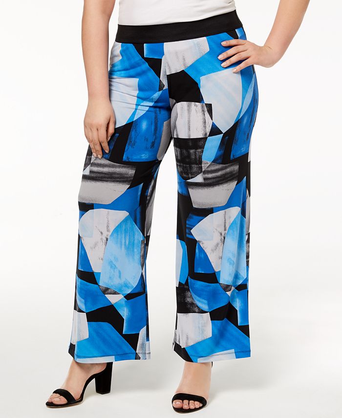 Alfani Plus Size Printed Palazzo Pants, Created for Macy's Macy's