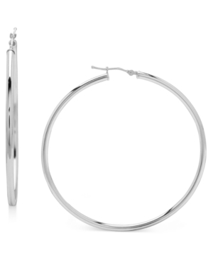image of Polished Large Hoop Earrings in 14k White Gold