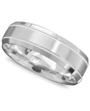 image of Men-s 14k White Gold Ring, Engraved 6mm Band (Size 6-13)