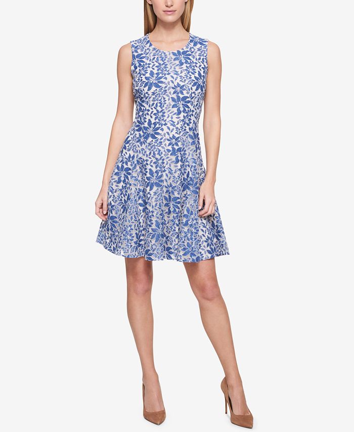 Tommy Hilfiger Petite Lace Sleeveless Fit and Flare Dress - Macy's