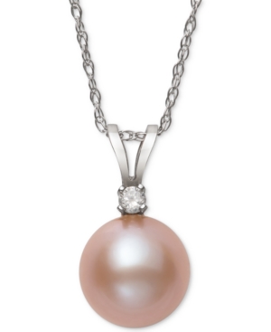 image of Belle de Mer Pink Cultured Freshwater Pearl (7mm) & Diamond Accent 18
