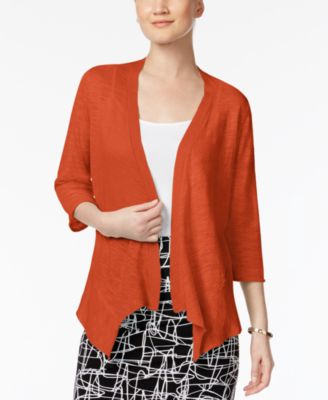 Alfani Women’s Petites Open Front Draped Cardigan – Beige Knit Sweater For Casual Wear