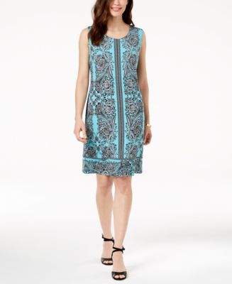 JM Collection Chain-Link-Trim Shift Dress, Created for Macy's - Macy's