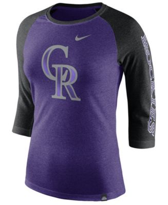 Colorado Rockies Nike Women's Tri-Blend Raglan 3/4-Sleeve T-Shirt