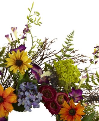 24" Spring Garden Wreath with Twig Base