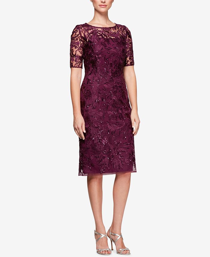 Alex Evenings Sequined Embroidered Sheath Dress - Macy's