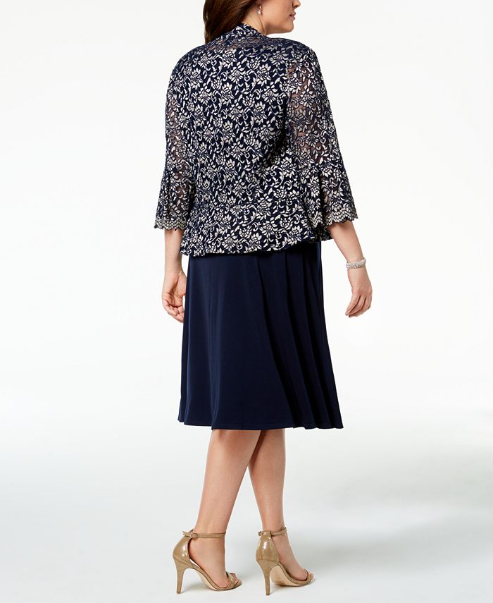 Jessica Howard Plus Size Ruched Dress & Lace Jacket - Macy's