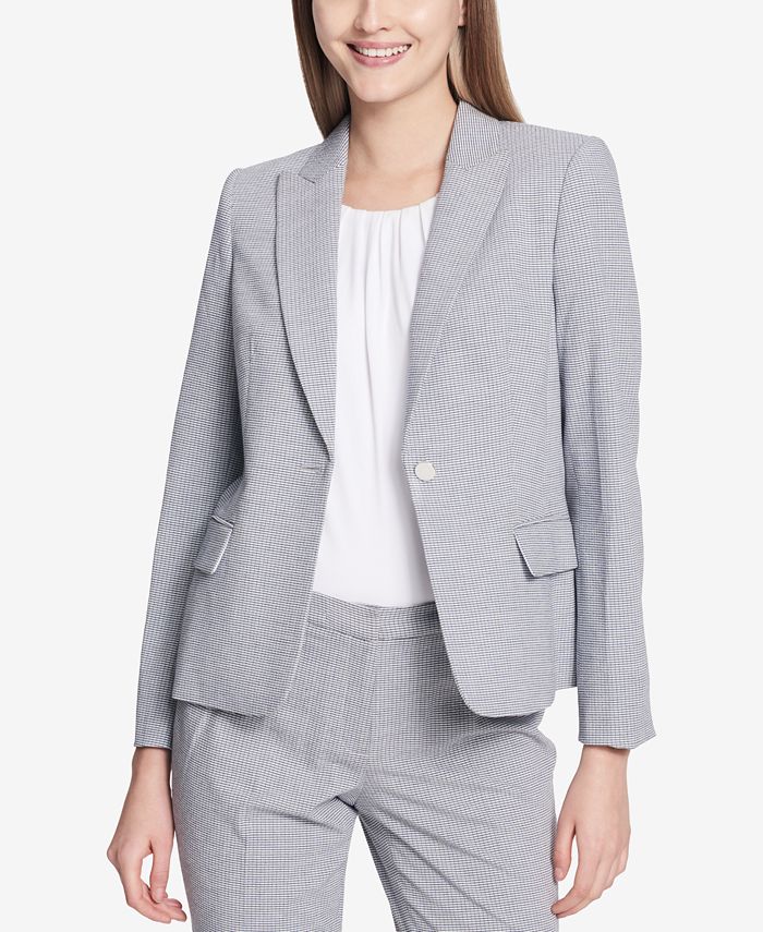 Calvin Klein One-Button Seersucker Jacket & Reviews - Jackets & Blazers -  Women - Macy's