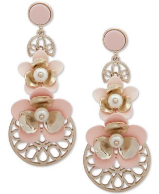 Ivanka Trump - Gold-Tone Imitation Pearl & Flower Drop Earrings