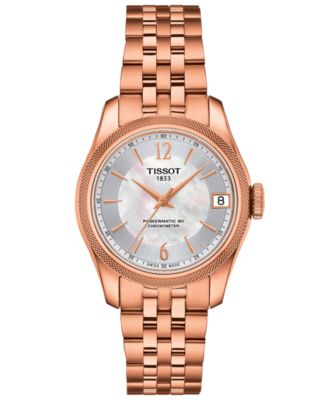 Women's Swiss Automatic T-Classic Ballade Rose Gold-Tone PVD Stainless Steel Bracelet Watch 30.6mm