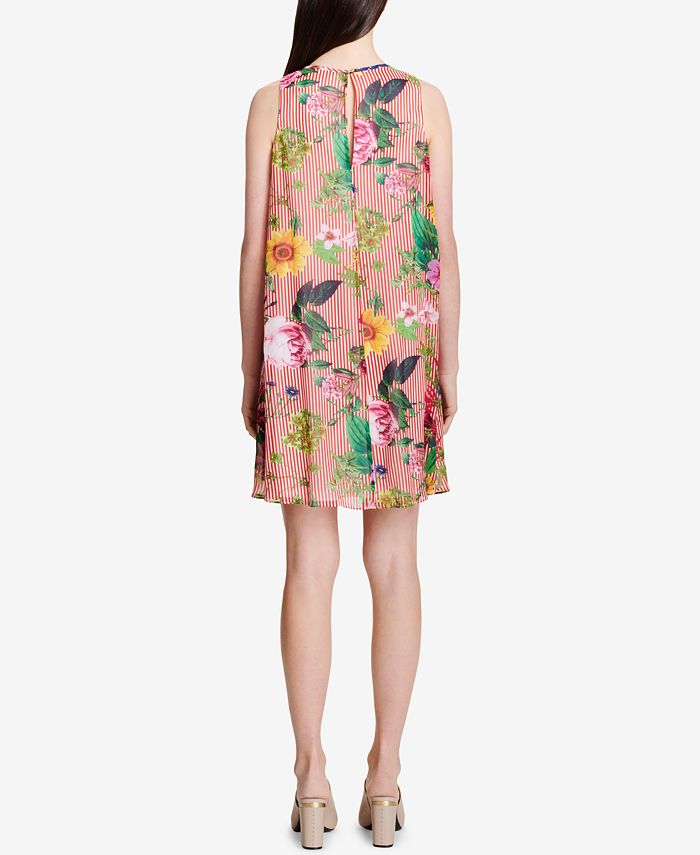 Calvin Klein Floral-Stripe Shift Dress - Macy's
