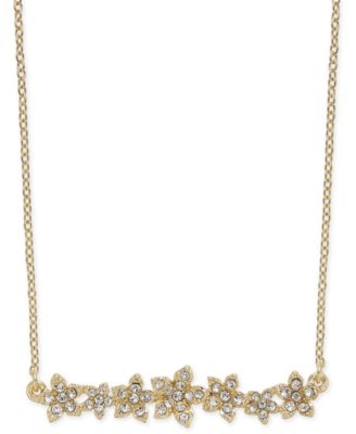 3 Extender Gold 16 INC International Concepts I.N.C International Concepts Crystal Cluster Flower Horizontal Bar Pendant Necklace