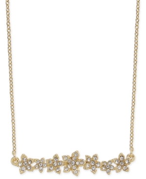 image of Inc International Concepts Crystal Cluster Flower Horizontal Bar Pendant Necklace, 16