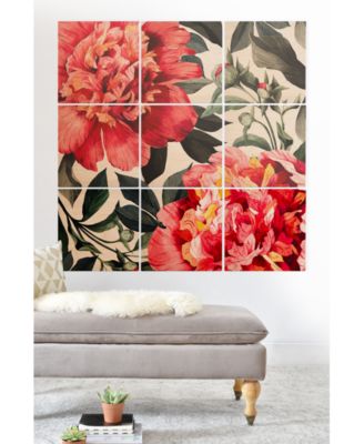 Deny Designs - Marta Barragan Camarasa Watercolor Flowers 9-Pc. Printed Wood Wall Mural