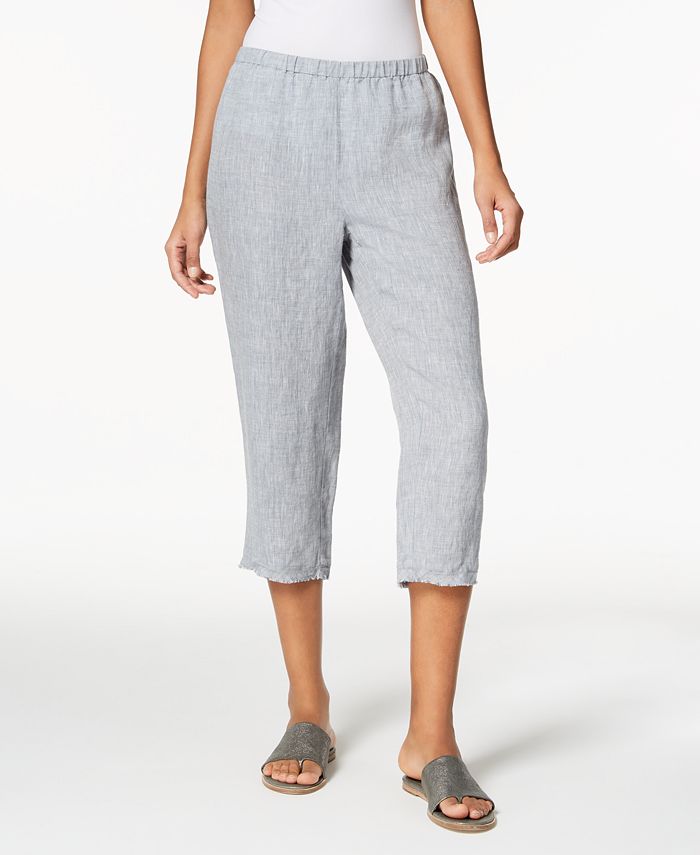 Eileen Fisher Organic Linen Cropped Pants - Macy's