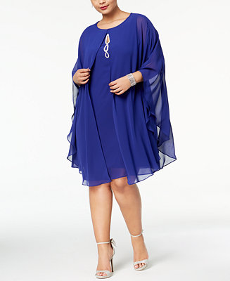 SL Fashions Plus Size Rhinestone Chiffon Dress & Capelet & Reviews ...