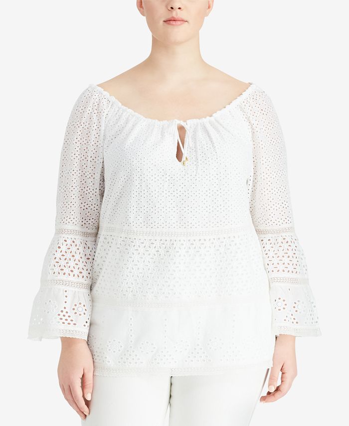 Lauren Ralph Lauren Eyelet Cotton Shirt - Macy's