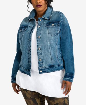 Poetic Justice - Trendy Plus Size Yara Denim Trucker Jacket