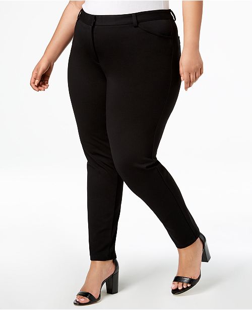 Calvin Klein Plus Size Ponté Skinny Compression Pants & Reviews - Pants ...