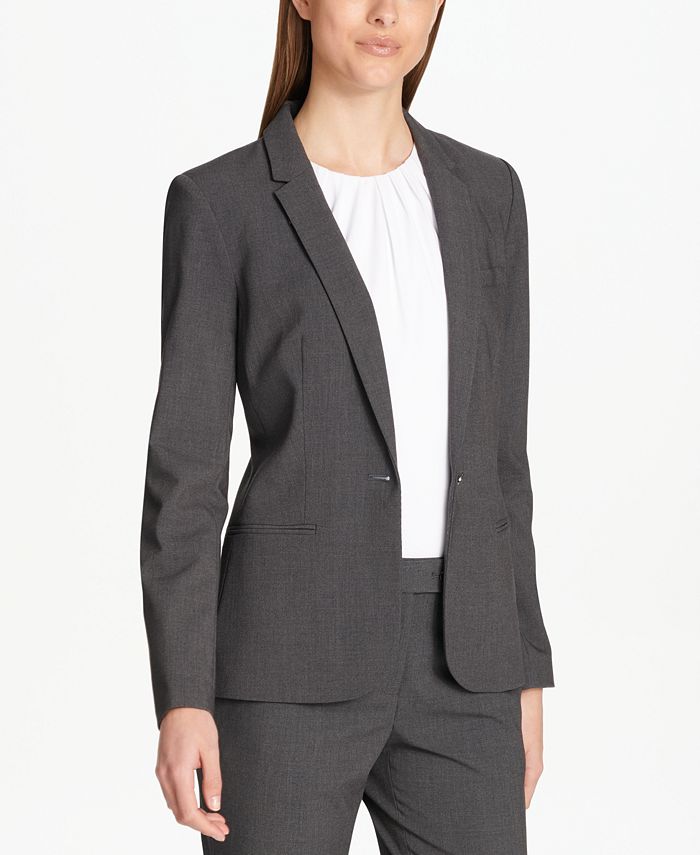 Calvin Klein Petite One-Button Blazer & Reviews - Wear to Work - Petites -  Macy's