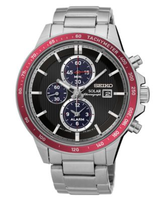 Seiko - Men's Solar Chronograph Stainless Steel Bracelet Watch 42.8mm