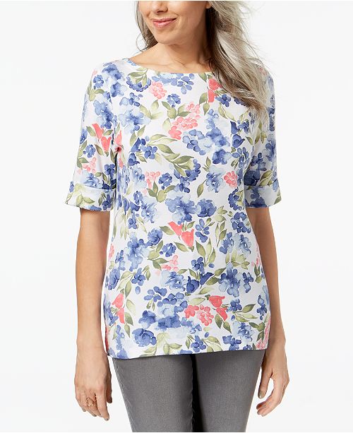 Karen Scott Cotton ElbowSleeve Top, Created for Macy's & Reviews