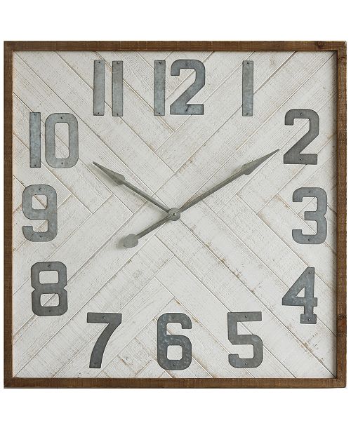 3r Studio Square Wood Metal Wall Clock Reviews Clocks Home Decor Macy S