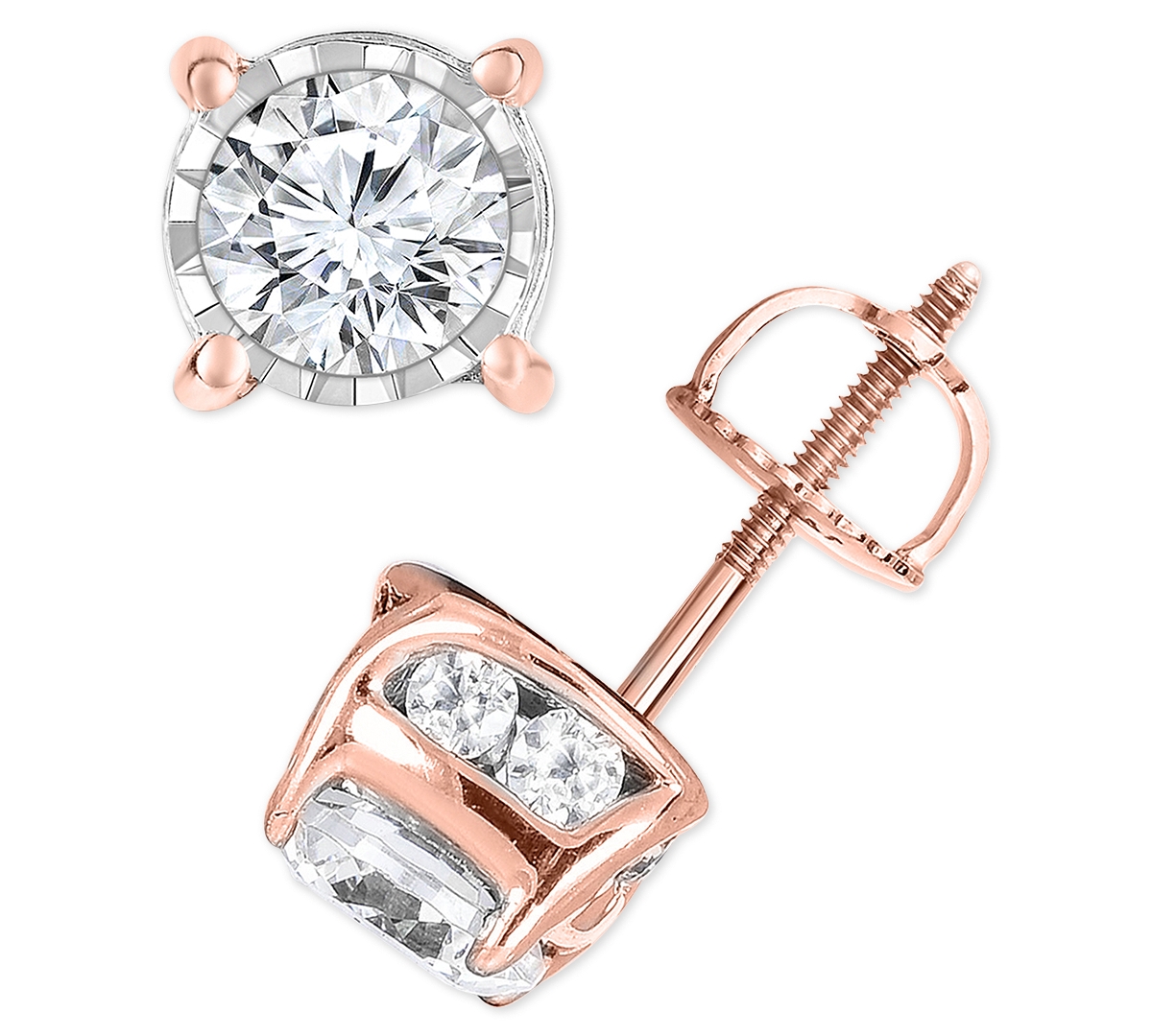 Diamond Spiral Stud Earrings (1-1/4 ct. t.w.) in 14k Gold, Rose Gold or White Gold - Rose Gold