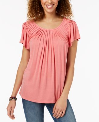 Style & Co Pleated-Neck Top, Created for Macy's - Macy's