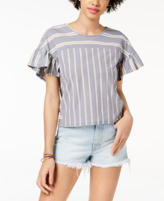 Lucky Brand - Striped V-Back Ruffle Top