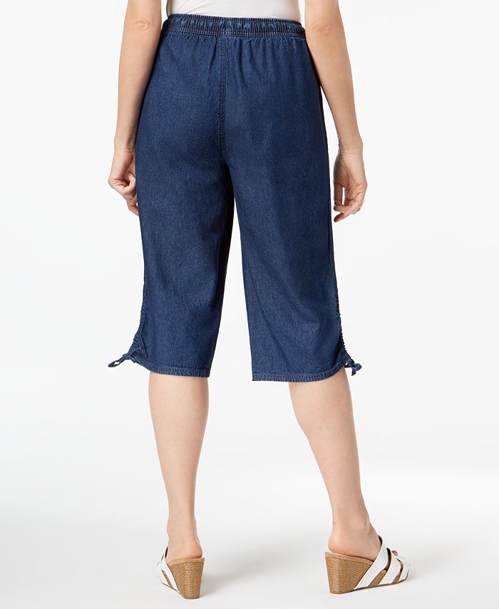 Karen Scott Petite Cotton Denim Skimmer Pants, Created for Macy's - Macy's