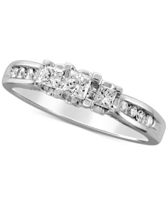 Macy's Diamond Princess Trio Engagement Ring (1/2 ct. t.w.) in 14k ...