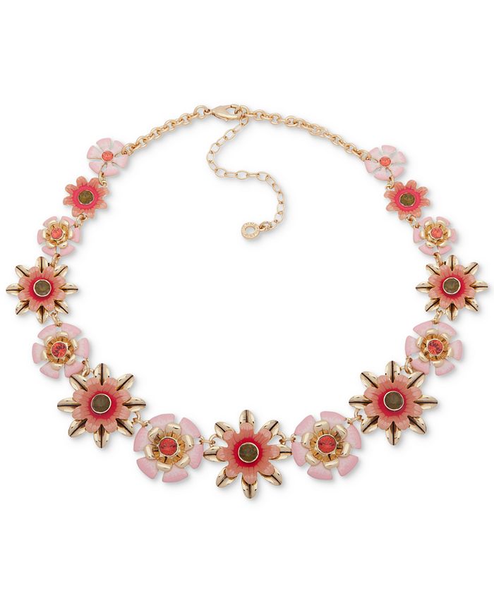 Anne Klein Gold-Tone Flower Link Collar Necklace, 16