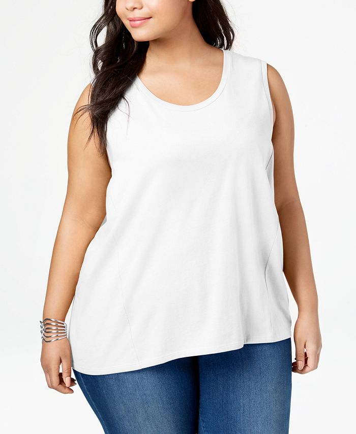 Style And Co Plus Size Cotton High Low Hem Sleeveless Top Created For Macys Macys 3754