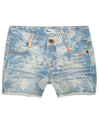 printed jean shorts