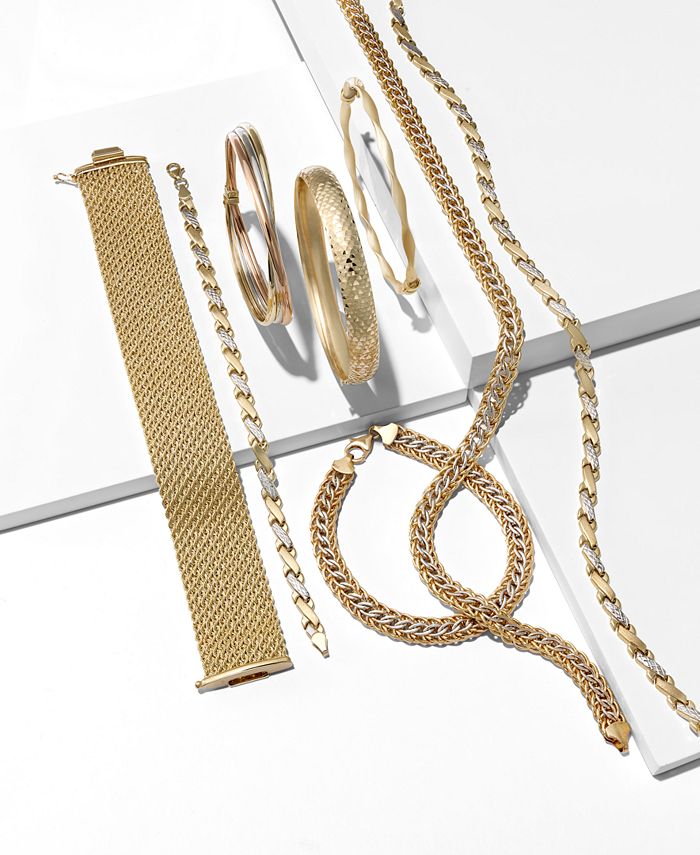 Italian Gold - 10k Gold and White Gold Bracelet, Two-Tone X Bracelet