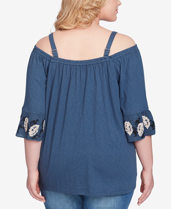 Jessica Simpson Trendy Plus Size Off-The-Shoulder Bell-Sleeve Top - Macy's