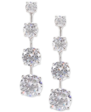 image of Nina Silver-Tone Cubic Zirconia Linear Drop Earrings