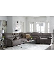 CLOSEOUT! Felyx Fabric Power Reclining Sectional Sofa Collection with Power Headrests, Console And USB Power Outlet