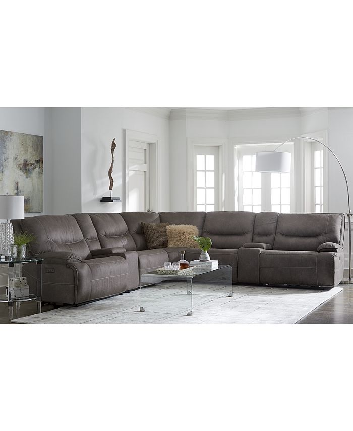 Furniture Felyx Fabric Power Reclining, Grey Fabric Power Reclining Sectional Sofa