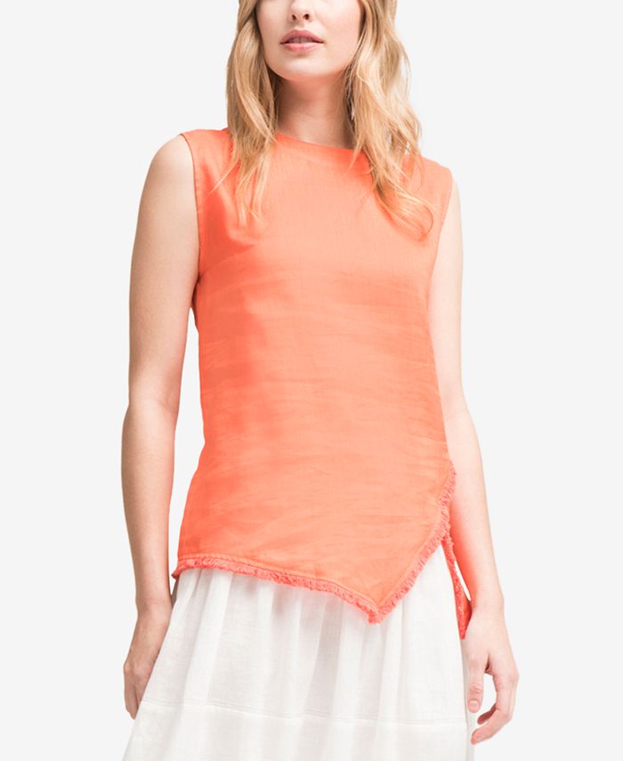 Asymmetrical Ice Linen Top