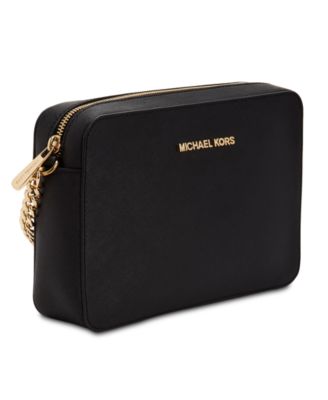 michael kors jet set large east west crossbody black saffiano