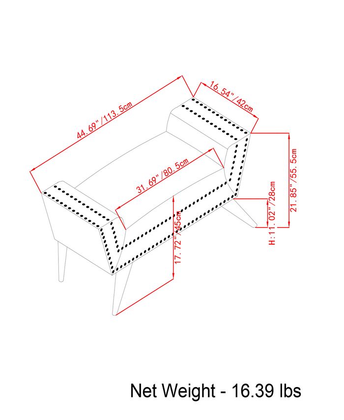 Furniture Aren Ottoman Bench, Quick Ship Macy's