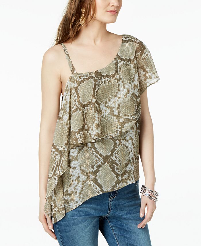 Snake print best sale one shoulder top