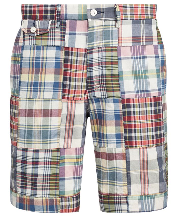 Polo Ralph Lauren Men's Big & Tall Madras Patchwork Shorts - Macy's